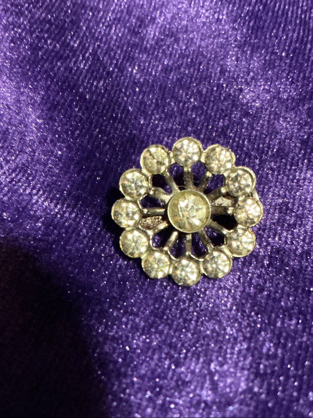 Crystal Round Button Brooch